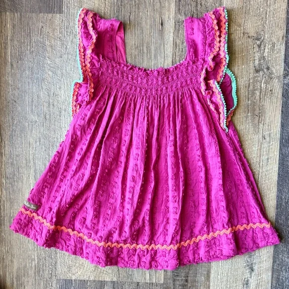 Matilda Jane Pink Ric Rac Top Girls Size 12 Boho Boutique Ruffle Tank - Picture 5 of 5